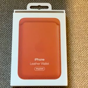 APPLE, MagSafe iPhone Leather Wallet in Orange.